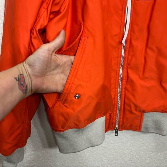 Rag & Bone Georgie Bomber Jacket Orange Nylon Technical Bomber Coat Size M - Picture 11 of 15